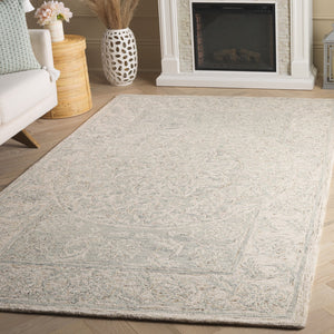 Safavieh Micro-loop Hand Tufted Area Rug - Luxurious Wool Blend With Serene Light Blue And Beige Elegance Light Blue ,Beige 80% Wool 10% Cotton Mlp925l-6sq