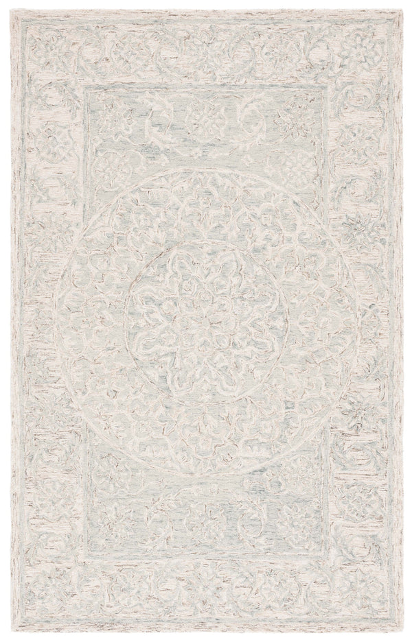Safavieh Micro-loop Hand Tufted Area Rug - Luxurious Wool Blend With Serene Light Blue And Beige Elegance Light Blue ,Beige 80% Wool 10% Cotton Mlp925l-6sq