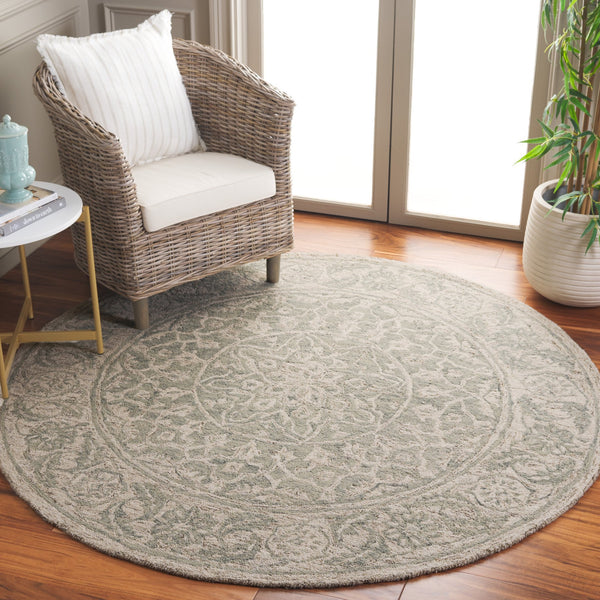 Safavieh Micro-loop Hand Tufted Area Rug - Luxurious Wool Blend With Serene Light Blue And Beige Elegance Light Blue ,Beige 80% Wool 10% Cotton Mlp925l-6sq