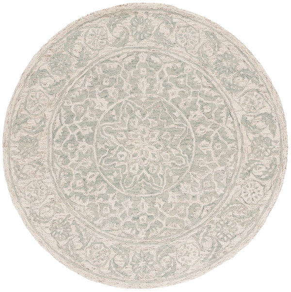 Safavieh Micro-loop Hand Tufted Area Rug - Luxurious Wool Blend With Serene Light Blue And Beige Elegance Light Blue ,Beige 80% Wool 10% Cotton Mlp925l-6sq