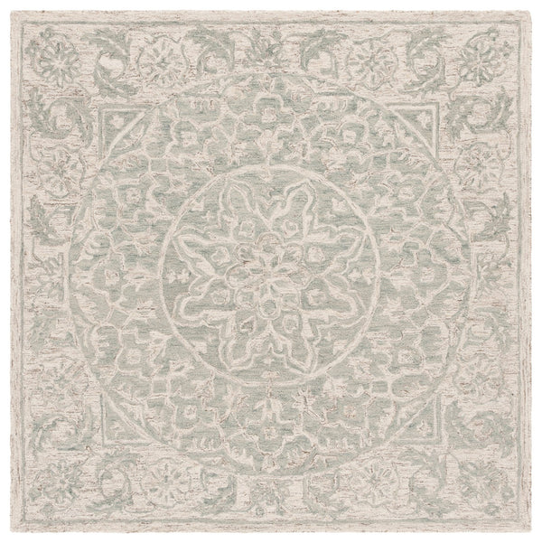 Safavieh Micro-loop Hand Tufted Area Rug - Luxurious Wool Blend With Serene Light Blue And Beige Elegance Light Blue ,Beige 80% Wool 10% Cotton Mlp925l-6sq