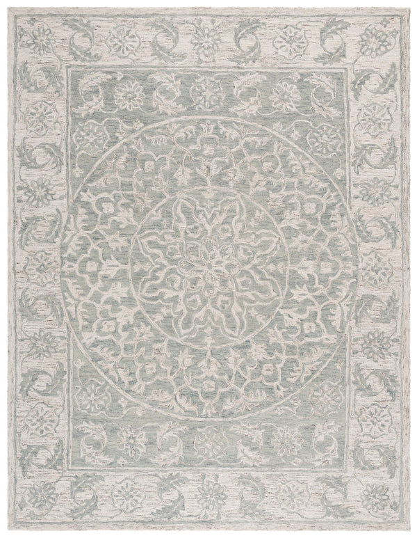 Safavieh Micro-loop Hand Tufted Area Rug - Luxurious Wool Blend With Serene Light Blue And Beige Elegance Light Blue ,Beige 80% Wool 10% Cotton Mlp925l-6sq