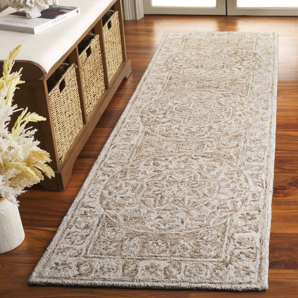 Safavieh Micro-loop Hand Tufted Area Rug - Luxurious Wool Blend With Serene Light Blue And Beige Elegance Brown ,Light Blue 80% Wool 10% Cotton Mlp925t-3