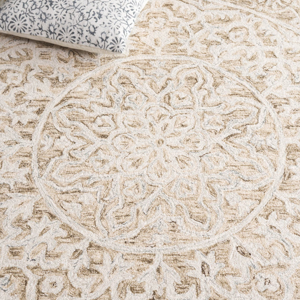 Safavieh Micro-loop Hand Tufted Area Rug - Luxurious Wool Blend With Serene Light Blue And Beige Elegance Brown ,Light Blue 80% Wool 10% Cotton Mlp925t-3