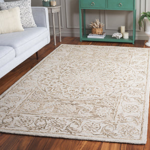 Safavieh Micro-loop Hand Tufted Area Rug - Luxurious Wool Blend With Serene Light Blue And Beige Elegance Brown ,Light Blue 80% Wool 10% Cotton Mlp925t-3