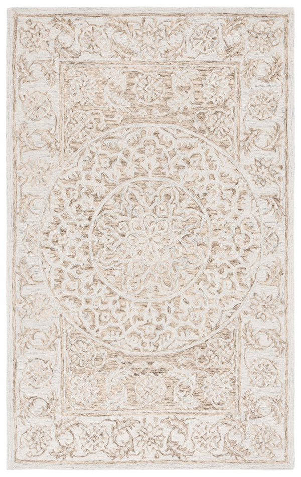 Safavieh Micro-loop Hand Tufted Area Rug - Luxurious Wool Blend With Serene Light Blue And Beige Elegance Brown ,Light Blue 80% Wool 10% Cotton Mlp925t-3