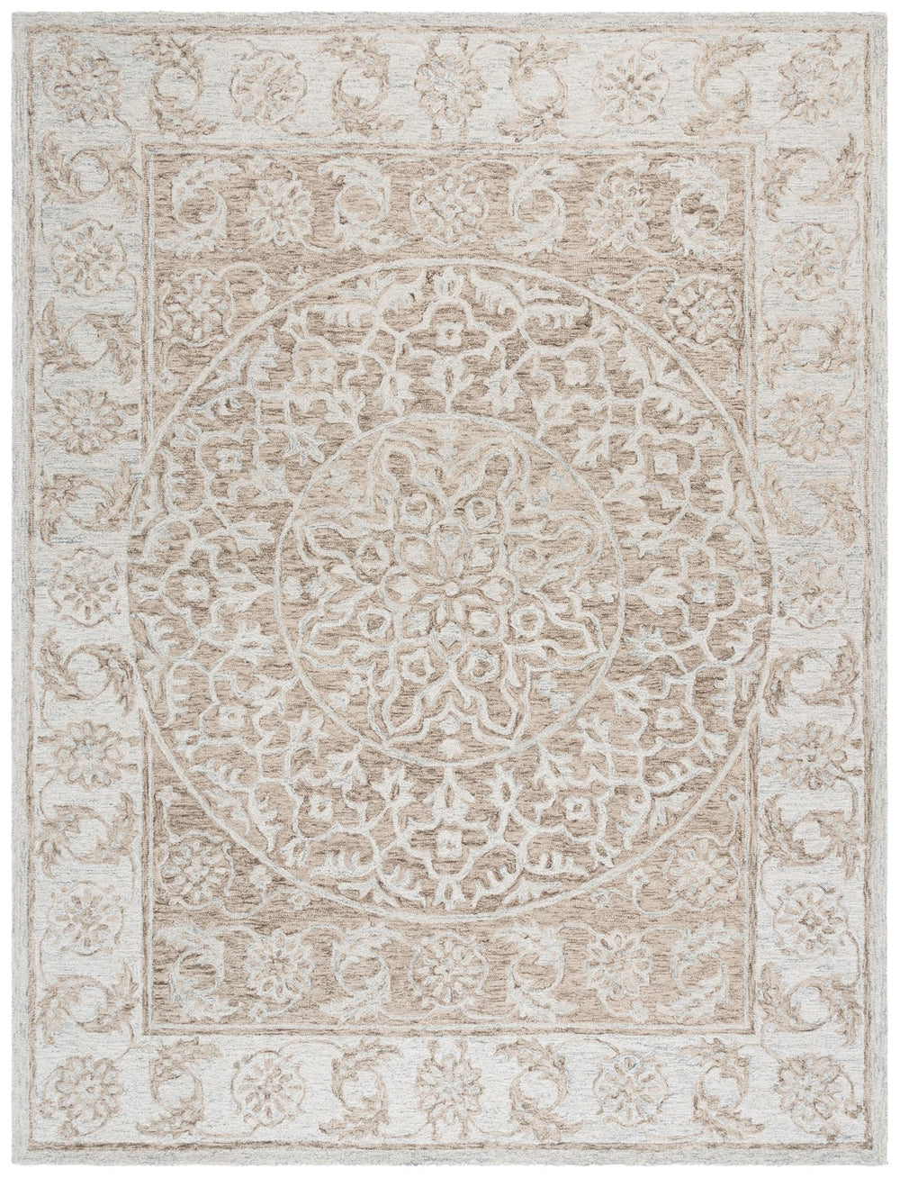 Safavieh Micro-loop Hand Tufted Area Rug - Luxurious Wool Blend With Serene Light Blue And Beige Elegance Brown ,Light Blue 80% Wool 10% Cotton Mlp925t-3