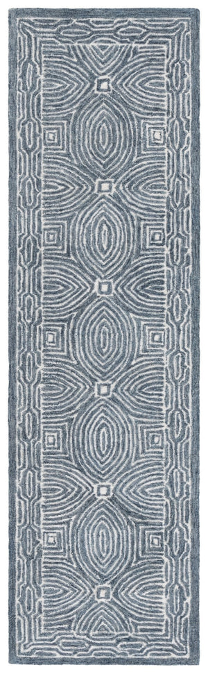 Safavieh Micro-loop Hand-tufted Area Rug In Elegant Geometric Design - Luxurious Wool And Cotton Blend Navy ,Ivory 80% Wool 10% Cotton Mlp928n-9