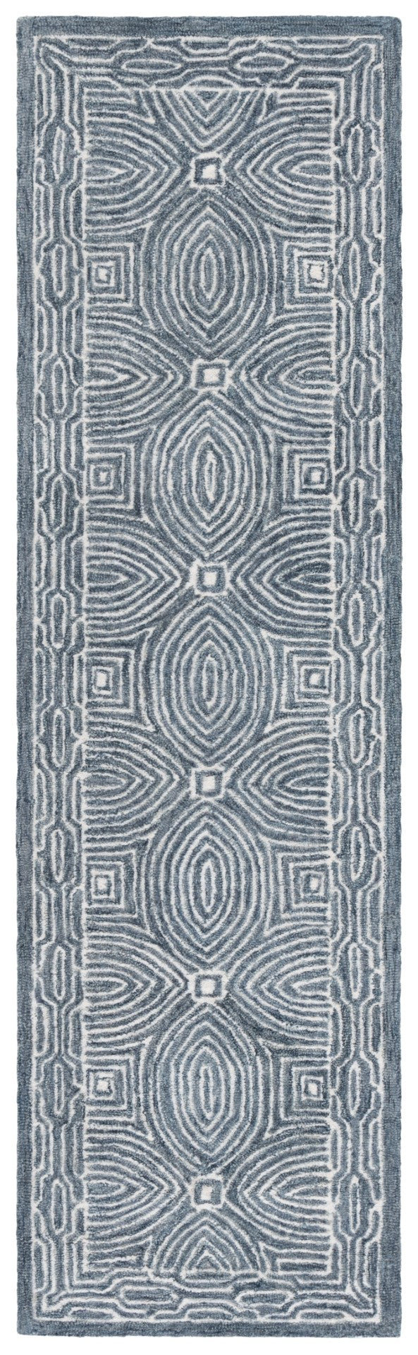 Safavieh Micro-loop Hand-tufted Area Rug In Elegant Geometric Design - Luxurious Wool And Cotton Blend Navy ,Ivory 80% Wool 10% Cotton Mlp928n-9