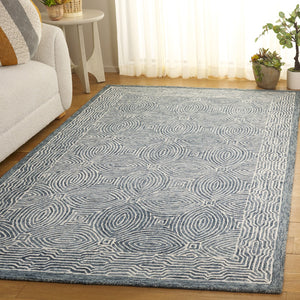 Safavieh Micro-loop Hand-tufted Area Rug In Elegant Geometric Design - Luxurious Wool And Cotton Blend Navy ,Ivory 80% Wool 10% Cotton Mlp928n-9