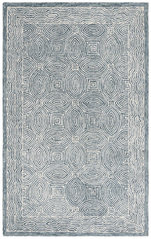 Safavieh Micro-loop Hand-tufted Area Rug In Elegant Geometric Design - Luxurious Wool And Cotton Blend Navy ,Ivory 80% Wool 10% Cotton Mlp928n-9
