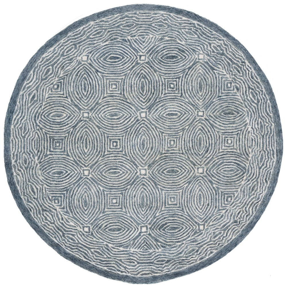 Safavieh Micro-loop Hand-tufted Area Rug In Elegant Geometric Design - Luxurious Wool And Cotton Blend Navy ,Ivory 80% Wool 10% Cotton Mlp928n-9