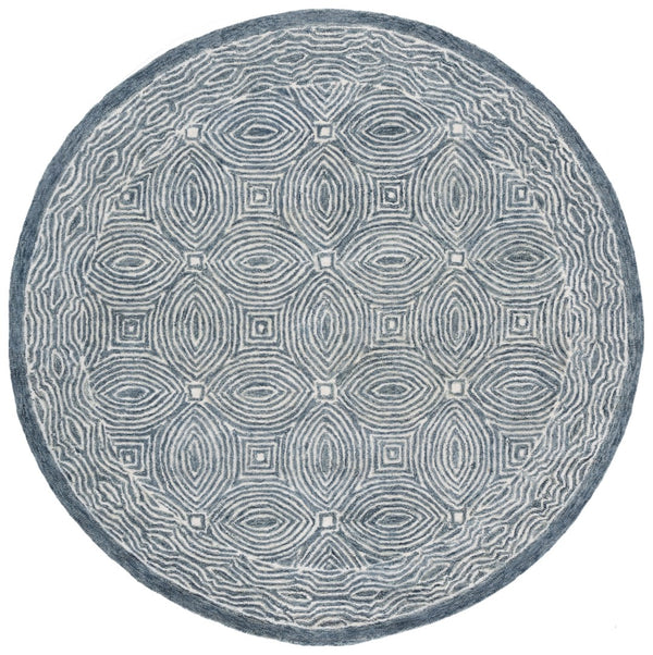 Safavieh Micro-loop Hand-tufted Area Rug In Elegant Geometric Design - Luxurious Wool And Cotton Blend Navy ,Ivory 80% Wool 10% Cotton Mlp928n-9