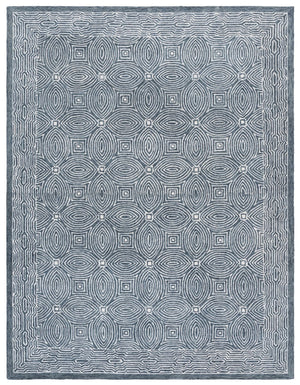 Safavieh Micro-loop Hand Tufted Wool Runner Rug With Geometric Design For Elegant Home Décor And Comfort Navy ,Ivory 80% Wool 10% Cotton Mlp928n-8