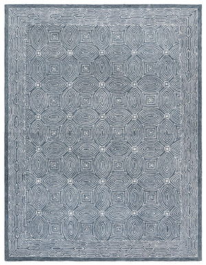 Safavieh Micro-loop Hand-tufted Area Rug In Elegant Geometric Design - Luxurious Wool And Cotton Blend Navy ,Ivory 80% Wool 10% Cotton Mlp928n-9
