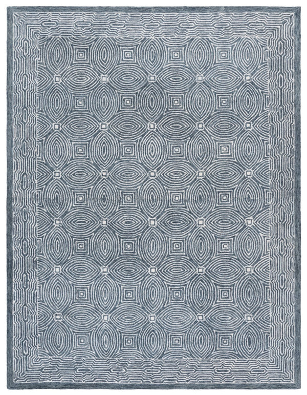 Safavieh Micro-loop Hand-tufted Area Rug In Elegant Geometric Design - Luxurious Wool And Cotton Blend Navy ,Ivory 80% Wool 10% Cotton Mlp928n-9