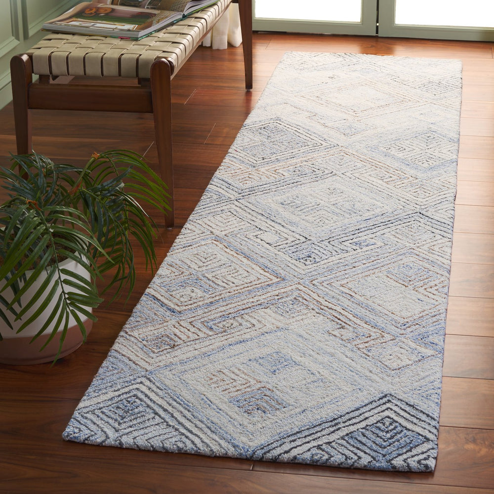 Safavieh Micro-loop Modern Runner Area Rug: Hand-tufted Wool With Geometric Patterns For Elegant Spaces Natural ,Grey Wool Pile Mlp957f-29