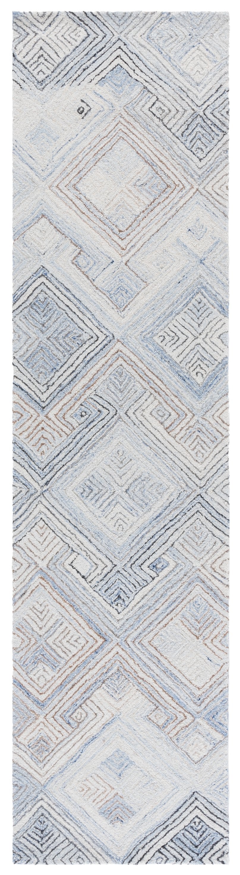 Safavieh Micro-loop Modern Runner Area Rug: Hand-tufted Wool With Geometric Patterns For Elegant Spaces Natural ,Grey Wool Pile Mlp957f-29