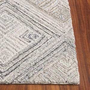 Safavieh Micro-loop Modern Runner Area Rug: Hand-tufted Wool With Geometric Patterns For Elegant Spaces Natural ,Grey Wool Pile Mlp957f-5