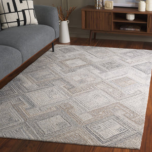 Safavieh Micro-loop Modern Runner Area Rug: Hand-tufted Wool With Geometric Patterns For Elegant Spaces Natural ,Grey Wool Pile Mlp957f-5