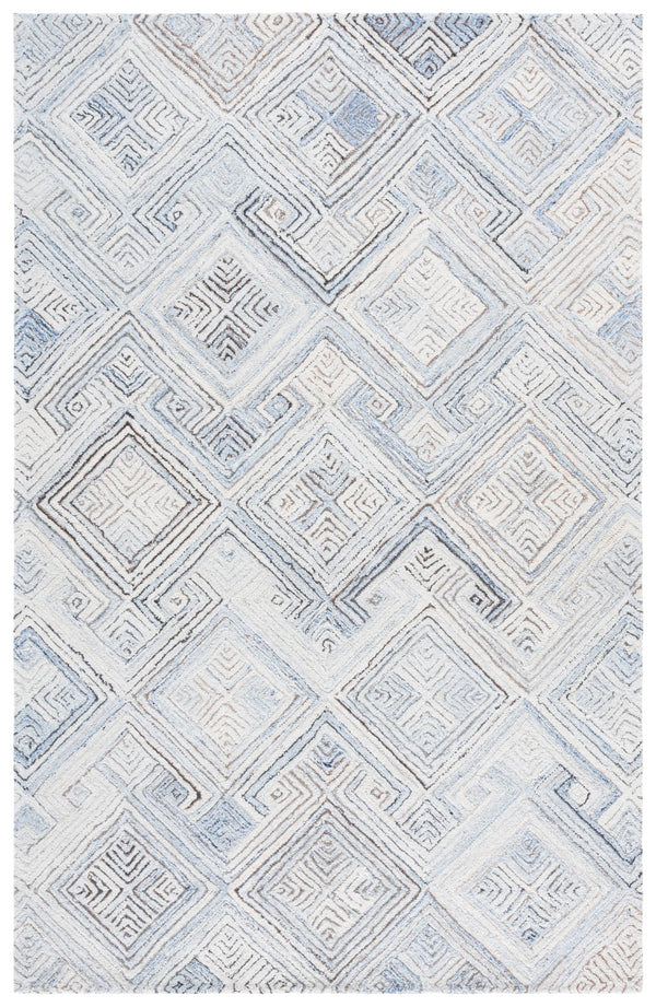 Safavieh Micro-loop Modern Runner Area Rug: Hand-tufted Wool With Geometric Patterns For Elegant Spaces Natural ,Grey Wool Pile Mlp957f-5