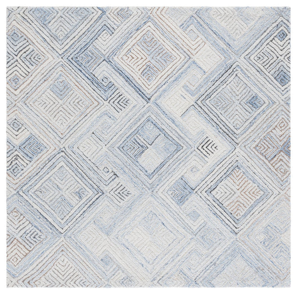 Safavieh Micro-loop Modern Runner Area Rug: Hand-tufted Wool With Geometric Patterns For Elegant Spaces Natural ,Grey Wool Pile Mlp957f-5sq
