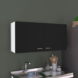English Elm Napoles Multi Wall Cabinet with Two Shelves & Double Doors — Space-Saving Particle Board Storage B20092103