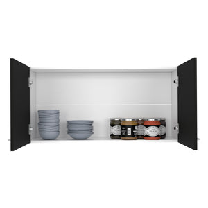 English Elm Napoles Brown Wall Cabinet Double-Door with Two Adjustable Shelves, Particle Board, Sleek Storage Solution B07092103