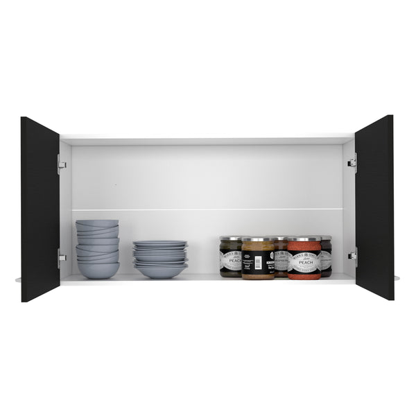 English Elm Napoles Multi Wall Cabinet with Two Shelves & Double Doors — Space-Saving Particle Board Storage B20092103