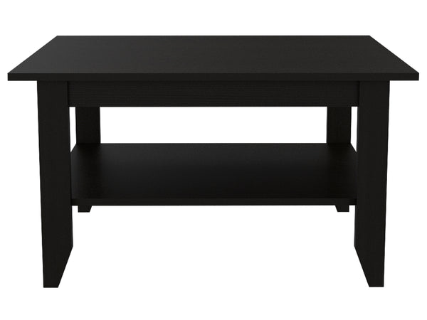 English Elm Essential Coffee Table Black with Lower Shelf & Sturdy Legs, Modern Minimalist Design for Living Rooms B07091908