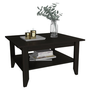 English Elm Essential Coffee Table Black with Lower Shelf & Sturdy Legs, Modern Minimalist Design for Living Rooms B07091908