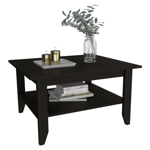 English Elm Essential Coffee Table Black with Lower Shelf & Sturdy Legs, Modern Minimalist Design for Living Rooms B07091908