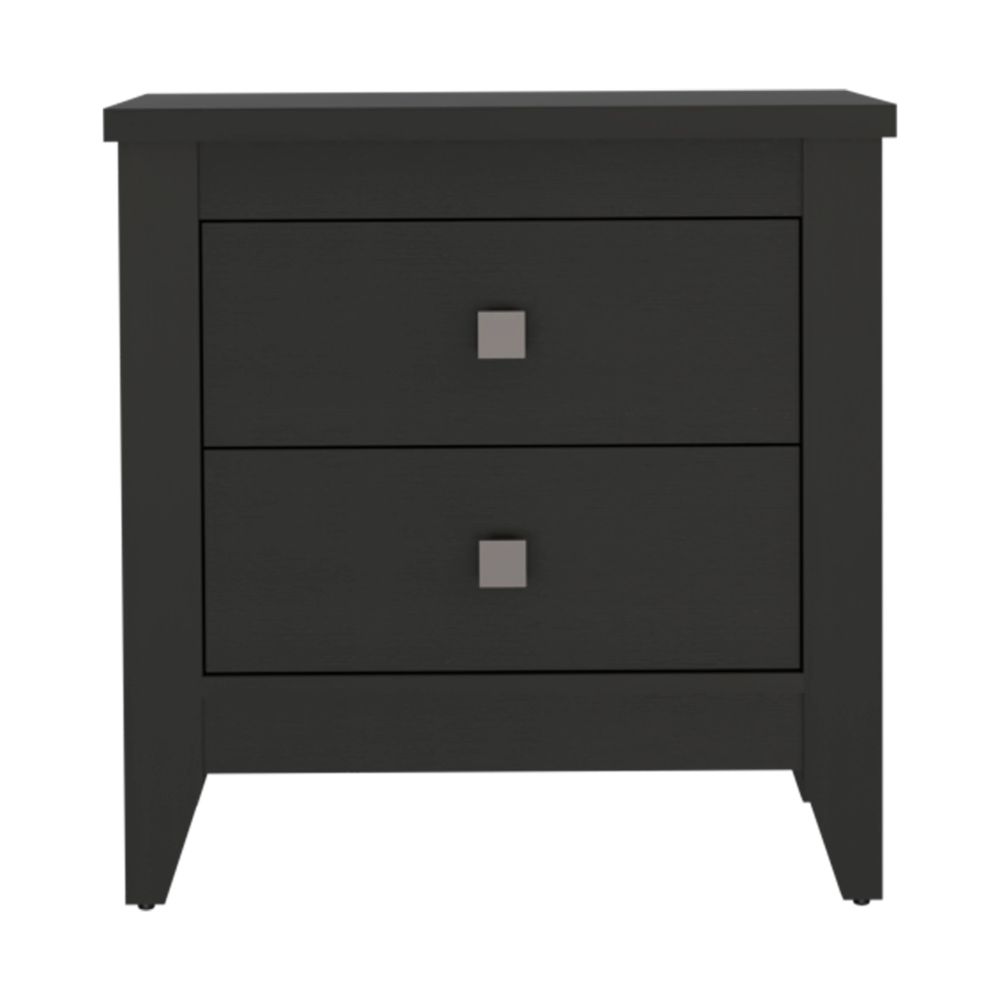 English Elm Amara Black Nightstand with Two Smooth-Glide Drawers, Slim Profile & Sturdy Wooden Legs for Small Spaces B20091819