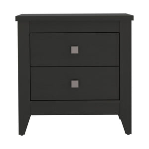 English Elm Amara Black Nightstand with Two Smooth-Glide Drawers, Slim Profile & Sturdy Wooden Legs for Small Spaces B20091819
