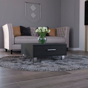 English Elm Beijing Black Coffee Table with One Drawer and Sturdy Legs, Particle Board Top, All-Metal Hardware B07091896
