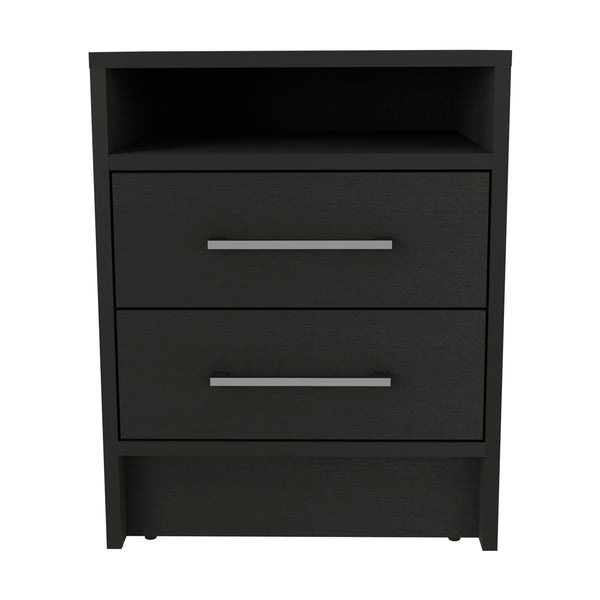 English Elm Eter Smart Nightstand with Two Smooth-Glide Drawers and Top Shelf — Compact, Modern Storage Solution Black 19.7 L x 22.8 W x 5.9 H B20091863