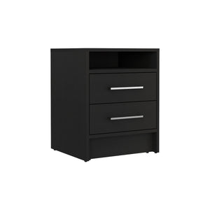English Elm Eter Smart Nightstand with Two Smooth-Glide Drawers and Top Shelf — Compact, Modern Storage Solution Black 19.7 L x 22.8 W x 5.9 H B20091863