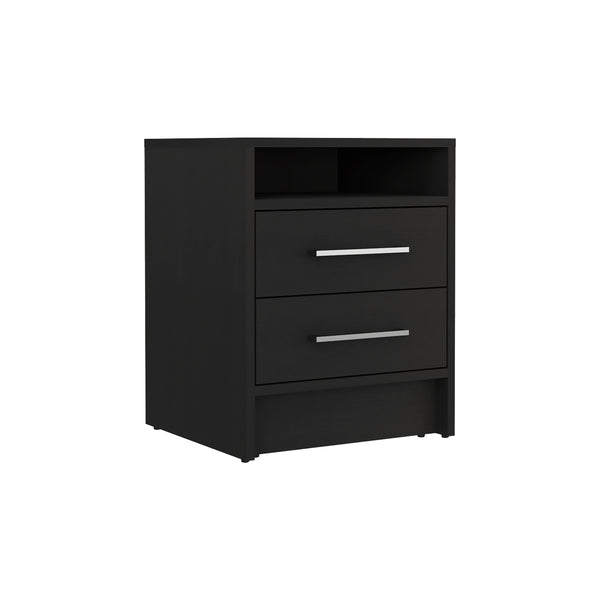 English Elm Eter Compact Nightstand with Two Smooth-Glide Drawers and Top Shelf for Smart Space Saving_x0008_ Black 19.7 L x 22.8 W x 5.9 H B07091863