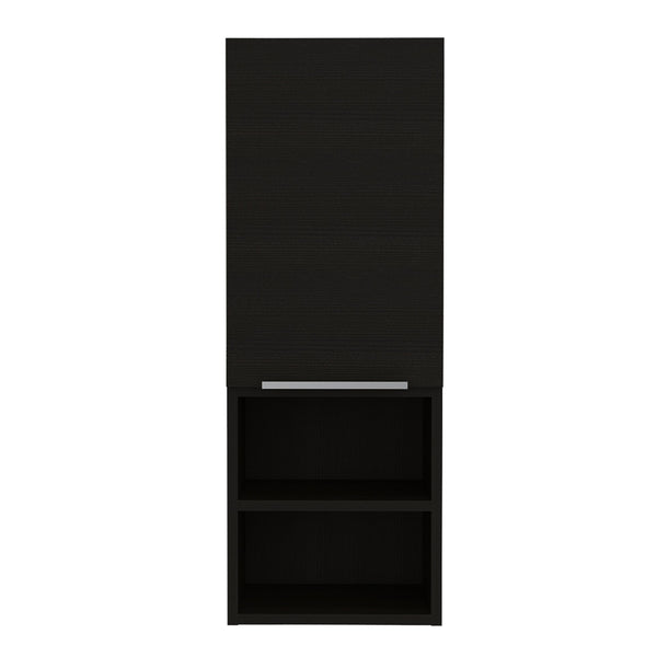 English Elm Mila Smokey Oak Bathroom Wall Cabinet with Two Interior Shelves and Two Open Lower Shelves – Sleek Storage Solution Black 35.8 L x 15.7 W x 5.1 H B20091953