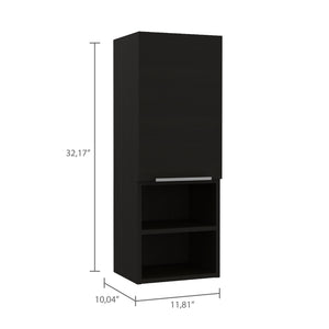 English Elm Mila Wall-Mounted Bathroom Cabinet with Double Shelves and Single Door in Smokey Oak Finish—Stylish Storage Solution Black 35.8 L x 15.7 W x 5.1 H B07091953