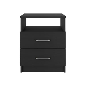 English Elm Napoles Nightstand with Two Smooth-Glide Drawers and Open Shelf for Compact, Organized Living Room Black 22.8 L x 17.3 W x 5.9 H B07091967