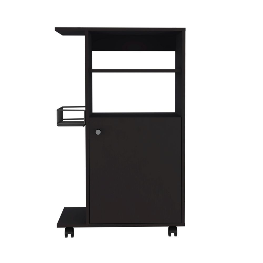 English Elm DEPOT Opal Kitchen Cart Black – Single-Door Cabinet with Microwave Countertop, Mobile 4-Caster Unit B097133124