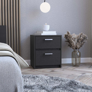 English Elm Trivor Compact 2-Drawer Nightstand Black – Space-Saving End/Side Table, Laminated Particleboard Sleek Metal Handles B07092122