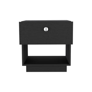 English Elm Single Drawer Nightstand with Large Open Shelf and Smooth-Glide Drawer for Bedroom Storage Essentials Black 22.04 L x 18.89 W x 5.12 H B097133072
