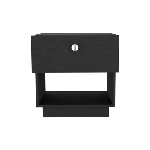 English Elm Single Drawer Nightstand with Large Open Shelf and Smooth-Glide Drawer for Bedroom Storage Essentials Black 22.04 L x 18.89 W x 5.12 H B097133072