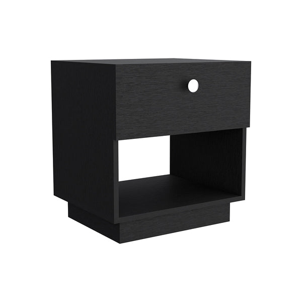 English Elm Single Drawer Nightstand with Large Open Shelf and Smooth-Glide Drawer for Bedroom Storage Essentials Black 22.04 L x 18.89 W x 5.12 H B097133072