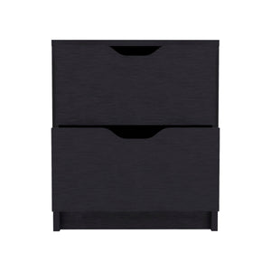 English Elm Double Double Drawer Nightstand with Spacious Top & Smooth Pull-Out Drawers for Easy Bedside Storage Black 21.65 L x 20.47 W x 5.12 H B097133025