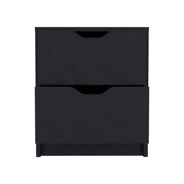 English Elm Double Double Drawer Nightstand with Spacious Top & Smooth Pull-Out Drawers for Easy Bedside Storage Black 21.65 L x 20.47 W x 5.12 H B097133025