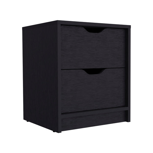 English Elm Double Double Drawer Nightstand with Spacious Top & Smooth Pull-Out Drawers for Easy Bedside Storage Black 21.65 L x 20.47 W x 5.12 H B097133025