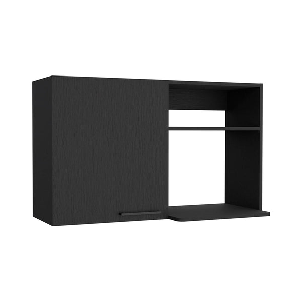 English Elm Stackable Wall Storage Cabinet 24" H with Door, 2 Internal + 2 Side Shelves, Black, 11 lb Capacity B097133150